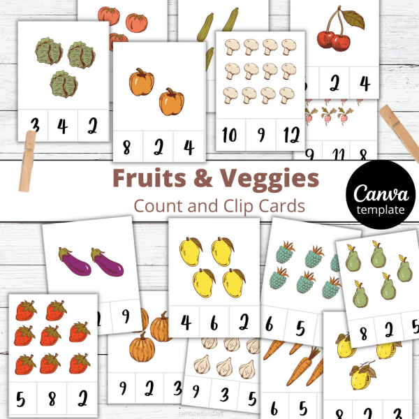Count and Clip card - fruits and veggies Etsy mockup PLR (1000 × 1000 px)