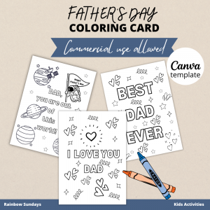 Father's Day coloring card PLR mockup (Pinterest Pin (1000 × 1000 px)