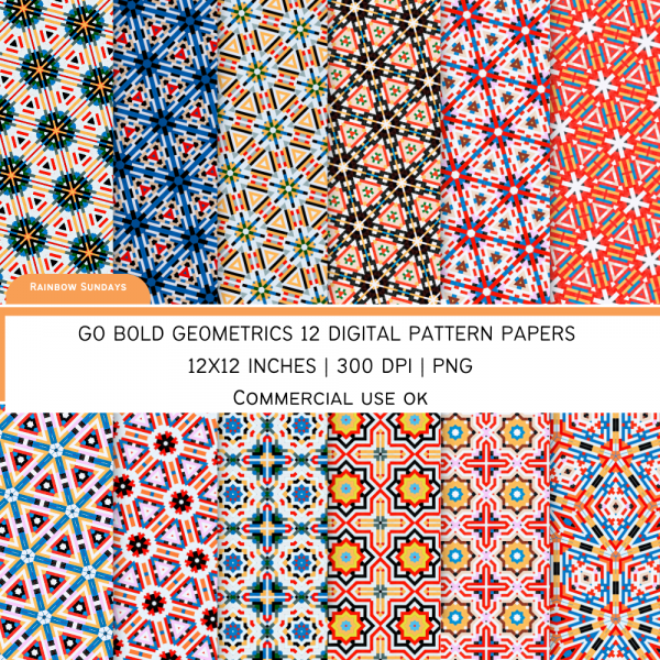 go bold geometric digital pattern papers