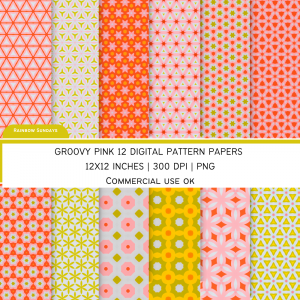 groovy pink digital pattern papers